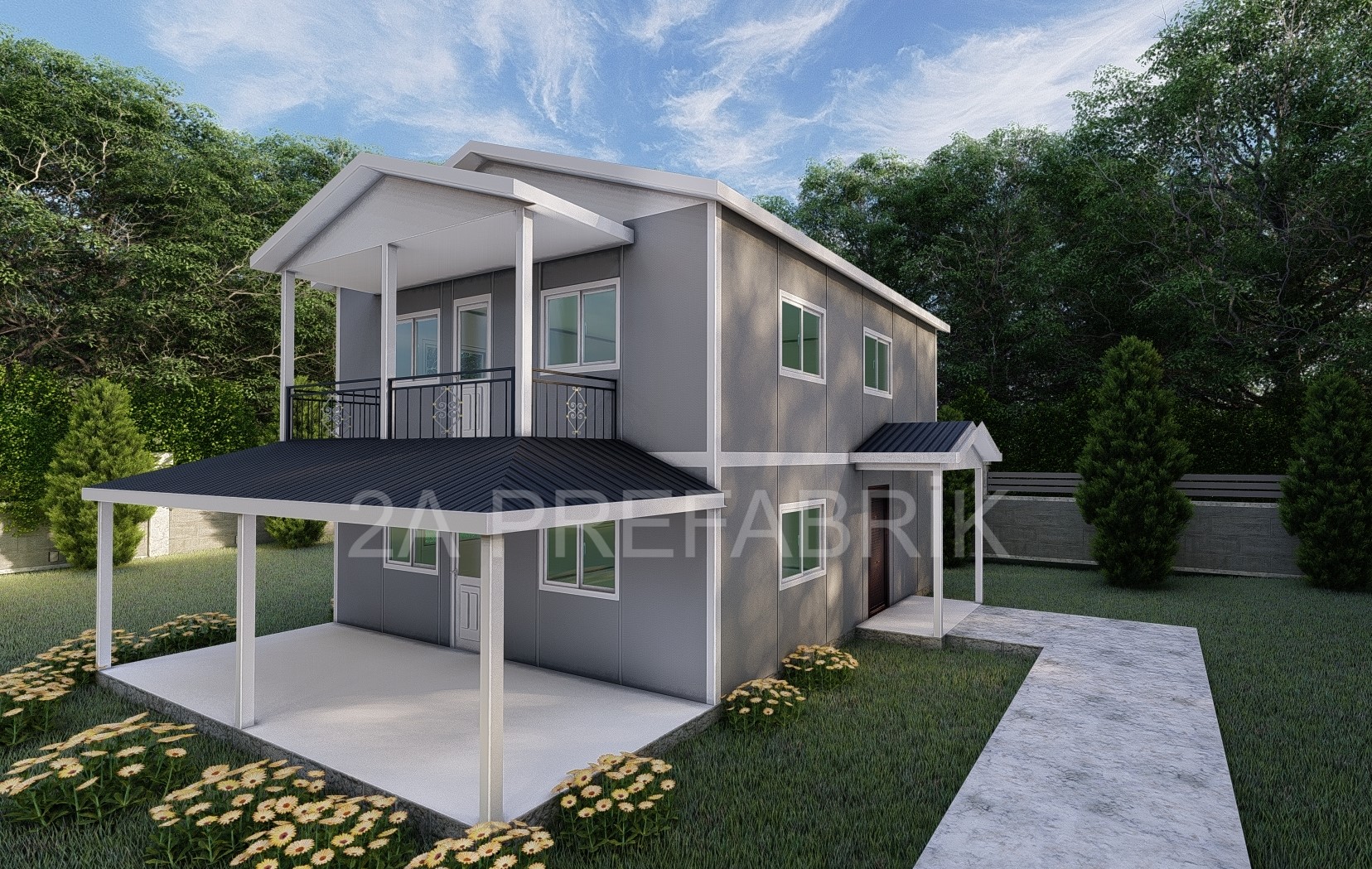 129m² İki Katlı Prefabrik Ev