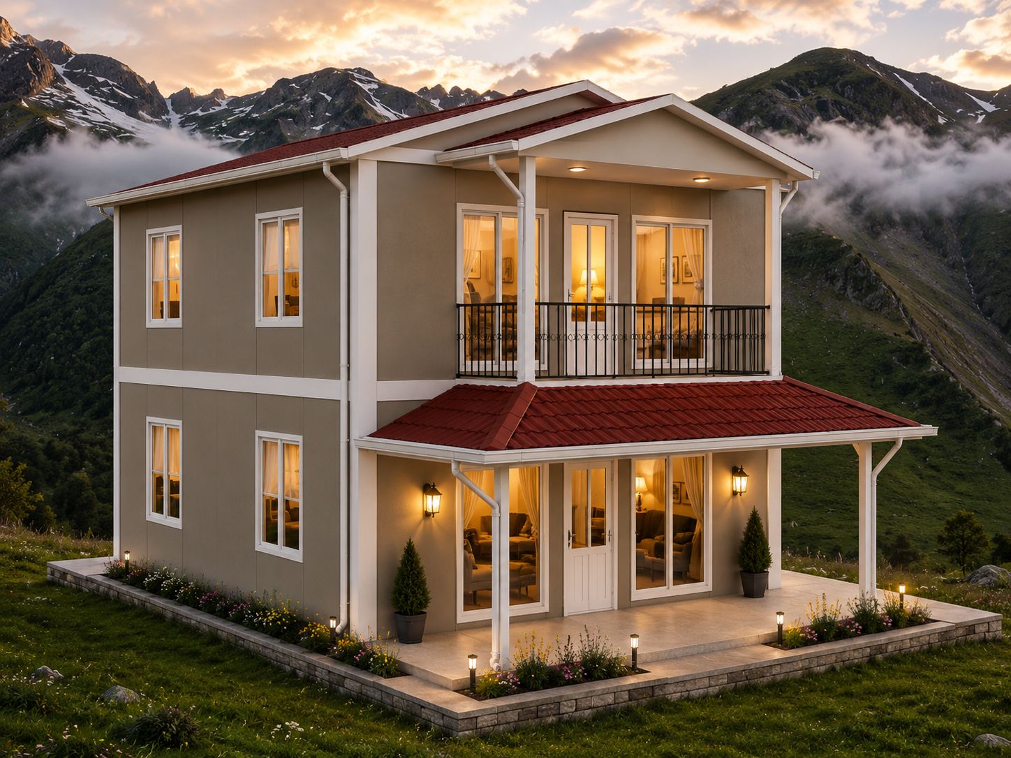 128m² İki Katlı Prefabrik Ev